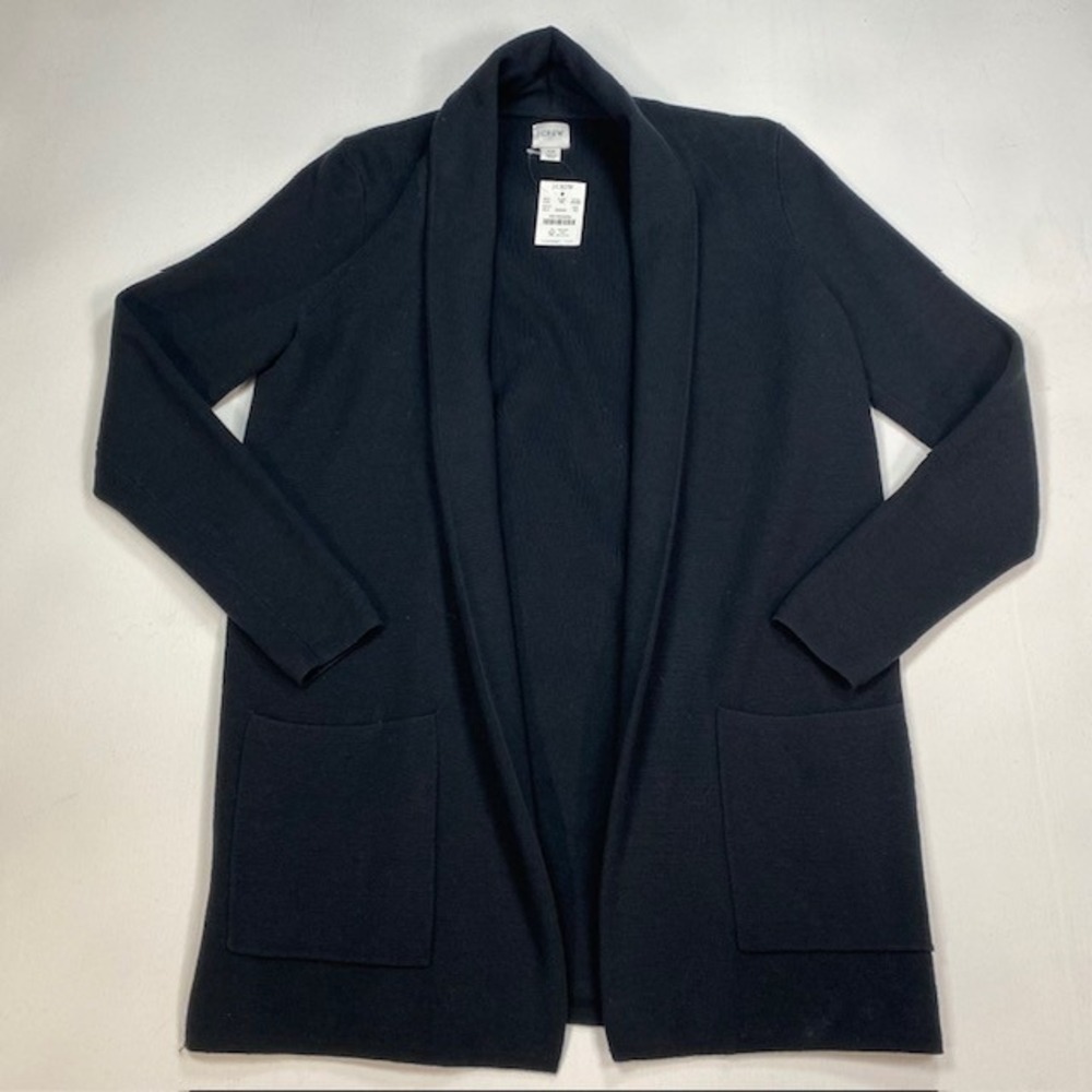 J.Crew Factory Chelsea Sweater Blazer Shawl Collar Open Front Black BA866 XS NEW